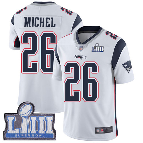 New England Patriots Football #26 Super Bowl LIII Bound Limited White Men Sony Michel Road NFL Jersey->youth nfl jersey->Youth Jersey